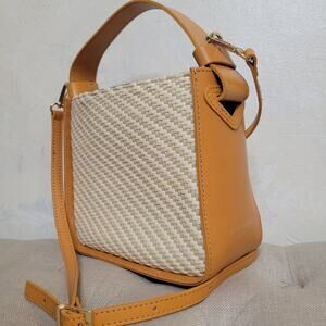 Anna Paola Leather Rattan Woven Anita Convertible Crossbody Bag Purse✨️NWOT